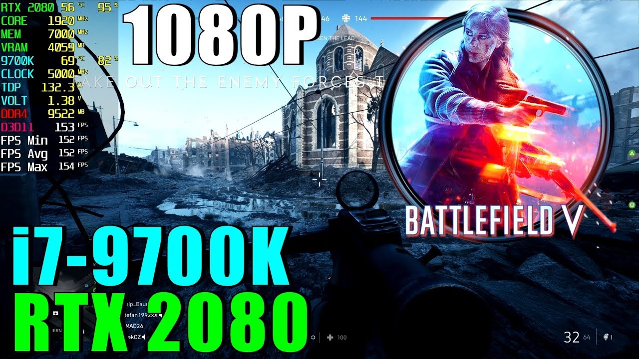 Battlefield V RTX 2080 & 9700K 5GHz [ Ultra - 1080P ] - YouTube