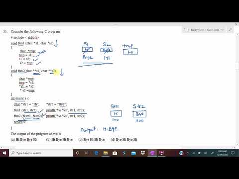 70. GATE-2018 Programming (pointer to strings) Question and its detailed solution...
