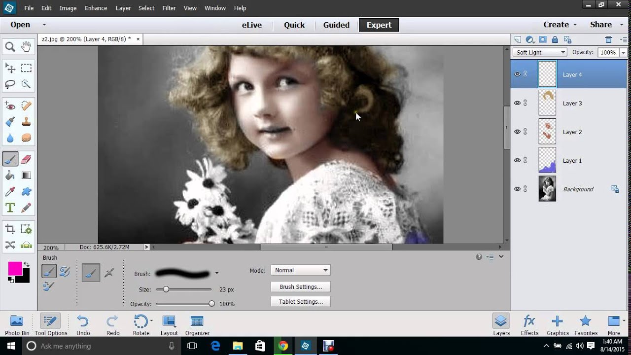 Photoshop elements Color a Black and White Photo - YouTube