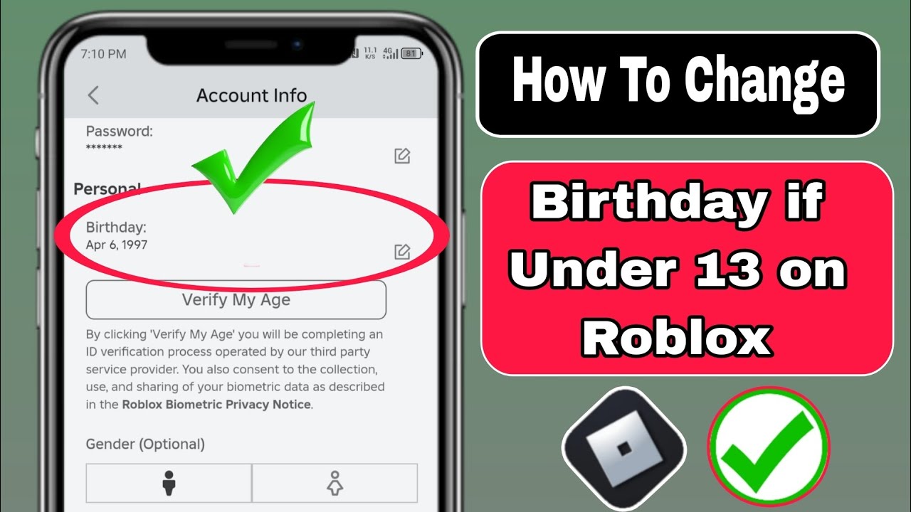 How To Change Your Age If Under 13 On Roblox Change Birthday On Roblox 
