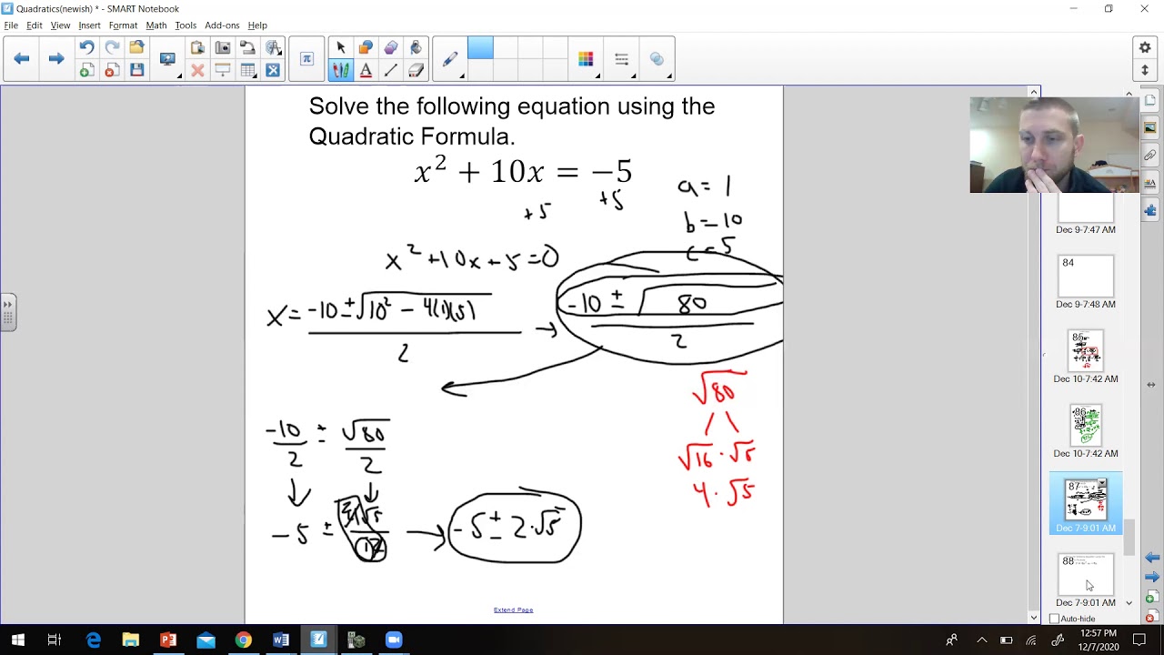 More Quadratic Formula Examples