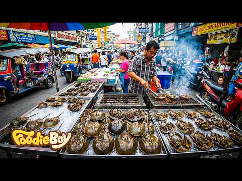 Unbelievable Bangkok Seafood! Horseshoe Crab, Oysters, Scallops & Conch in One Place