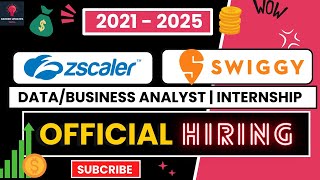 Data Analyst | Internship | Freshers | Swiggy | Zscalar | Official Hiring | new jobs 2024 |