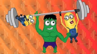 Minions Vs Hulk In Gym Batman Vs Superman Finger Family Funny Workout Challenge Prank Cartoon 4K