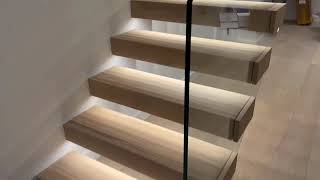 Floating Staircase | Light Oak + LED 🔥