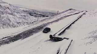 Вид с коптера. Зимник на Снежногорск. Красноярский край. Норильск