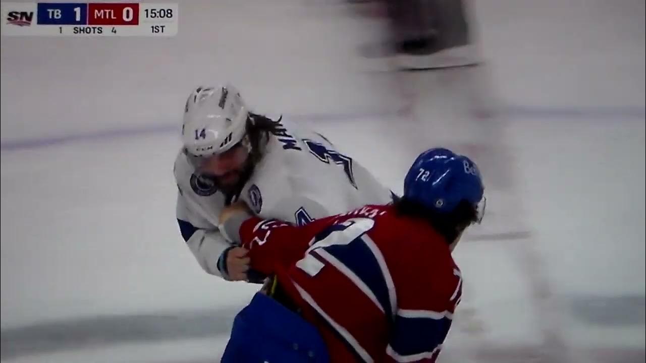 Nhl hockey fight arber xhekaj canadiens vs pat maroon lightning