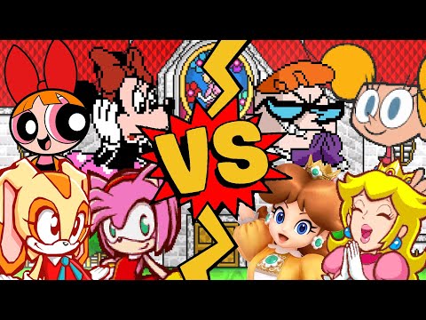 M.U.G.E.N Battles | Blossom/Amy Rose/Cream/Minnie Mouse vs Peach/Daisy/Dexter/Dee Dee