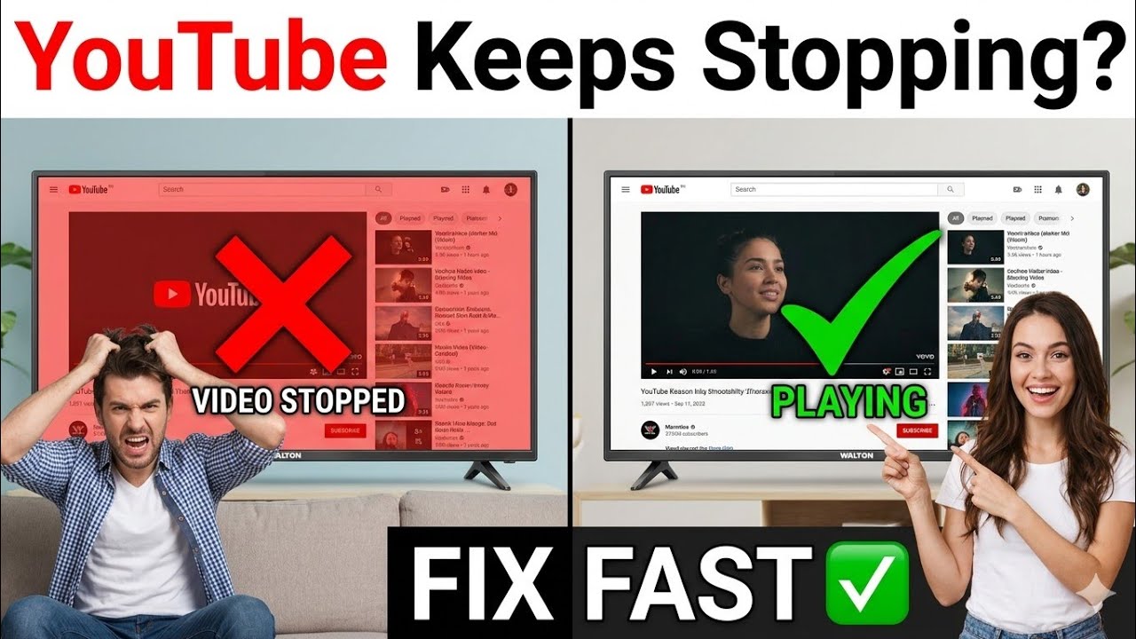 Fix youtube keeps stopping problem walton smart tv | walton tv youtube ...
