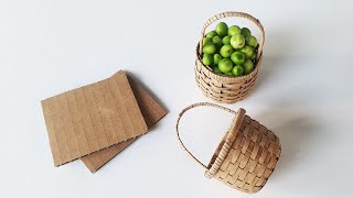 Realistic Mini Basket From Cardboard \/ DIY Handmade Cardboard Craft \/ Creative Display Ideas