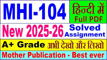 MHI 104 solved assignment 2025-26 in Hindi || mhi 104 solved assignment 2026 || ignou mhi104