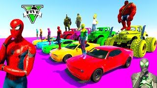 GTA V Mega Ramp On Super Cars, Bikes, Jets and Boats with Trevor and Friends Stunt Map Challenge #19