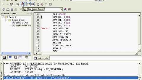 8051 Assembly Program to perform Data Transfer from Source to Destination Location