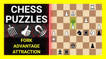 Chess Puzzles to Practice. Themes: Fork, Advantage, Attraction. Learn Chess