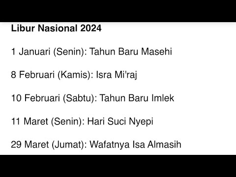 Resmi - Inilah Daftar Hari Libur Nasional Tahun 2024 dan Cuti Bersama 2024