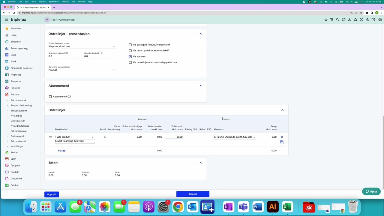 Slik fakturerer du i Tripletex
