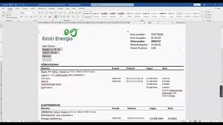Estonia Eesti Energia electricity utility bill template in Word and PDF format screenshot 5