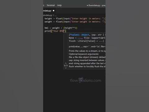 Program to Calculate Body Mass Index BMI in Python #shorts - YouTube
