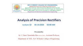 LICA II Lecture No - 32 II Analysis of Precision Rectifiers II Date : 06-10-2020 II