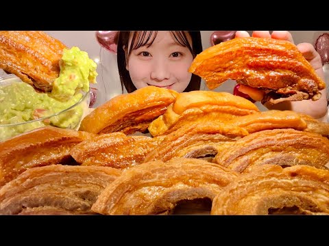 ASMR 揚げ豚バラ肉【咀嚼音/ Mukbang/ Eating Sounds】【日本語字幕】