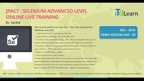 Selenium Advanced Level Training (JPACT Program) Demo Day 02