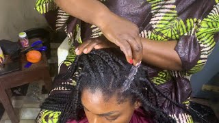 ASMR Hair Growth Treatment Application Between my Daughter’s Braids | Natural Sounds | No Talking