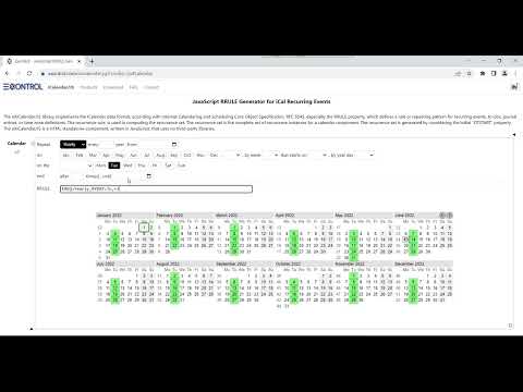 JavaScript RRULE Generator for iCal Recurring Events