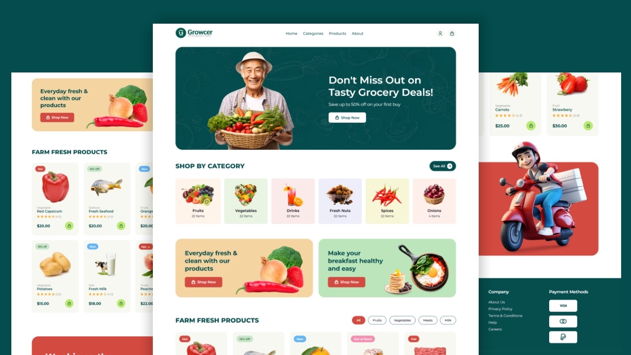 Create a Grocery Shop Website Using HTML CSS JavaScript - Step by Step ...