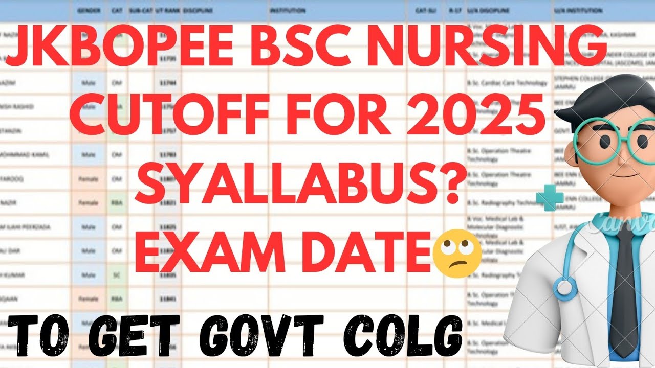 JKBOPEE BSC NURSING CUTOFF FOR 2025🔥/ HOW TO GET GOVT SEAT 🤔| EXAM DATE ...