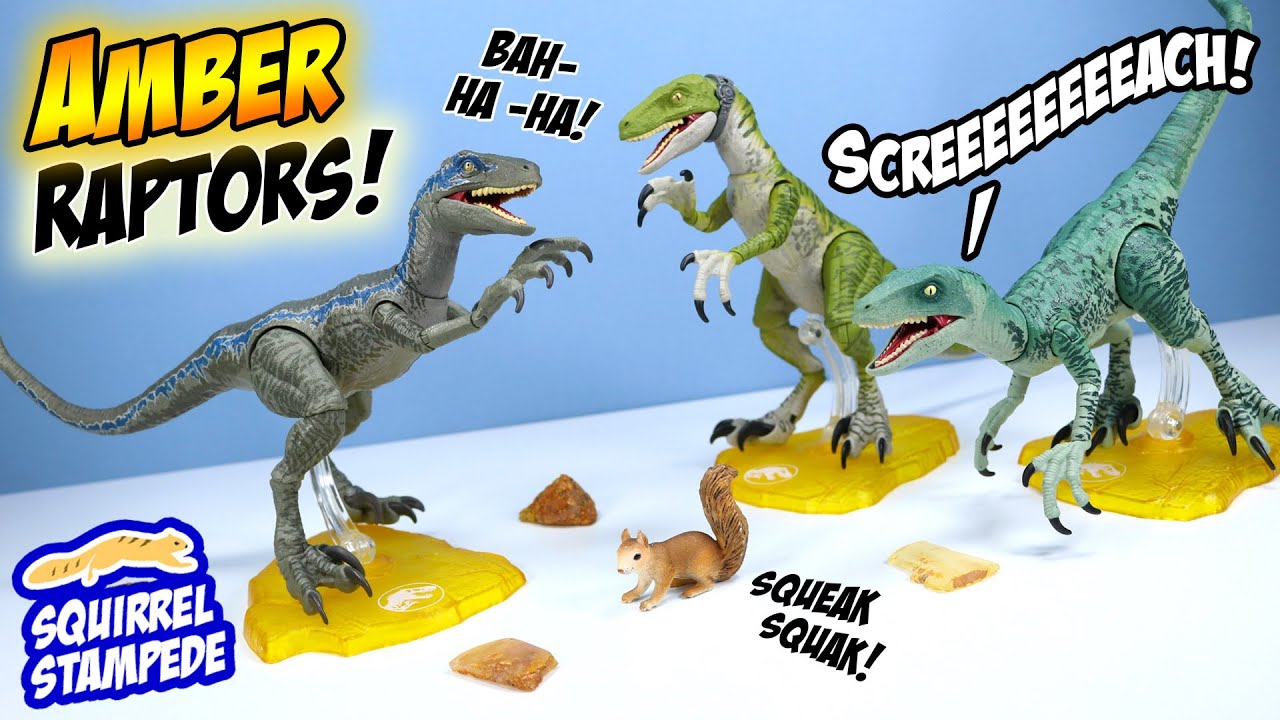 Jurassic World Amber Collection Velociraptors Blue Charlie And Delta Mattel Youtube