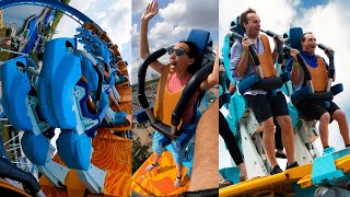 We Rode Pipeline! Worlds First Launched Stand Up Roller Coaster! 4K Multi Angle POV SeaWorld Orlando