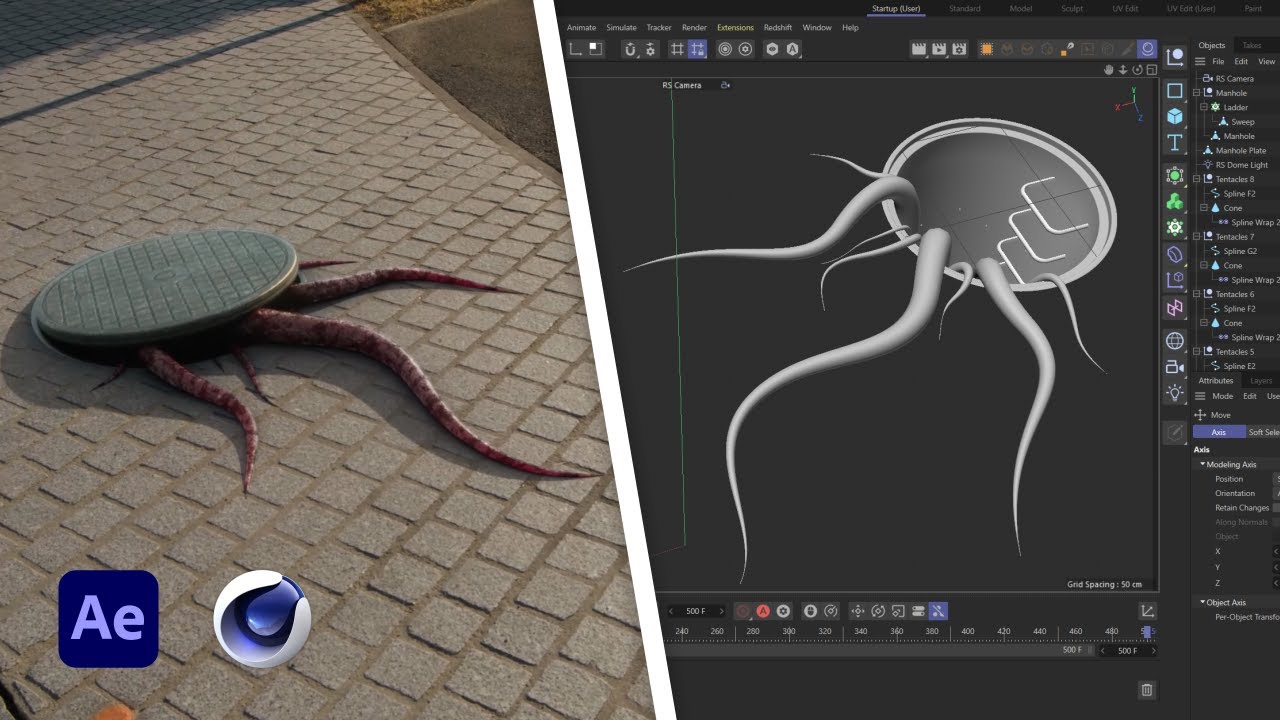 Making of VFX - Tentacles [C4D - After Effects] - YouTube