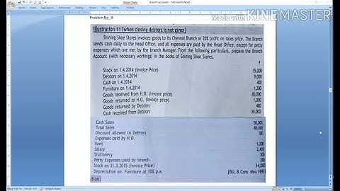 2nd sem Bcom AFA Branch accounts prb num 8... when goods are sent at 20% profit on sales price