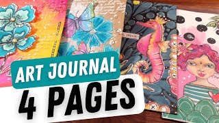 4 art journal layouts | Art by Marlene new collection