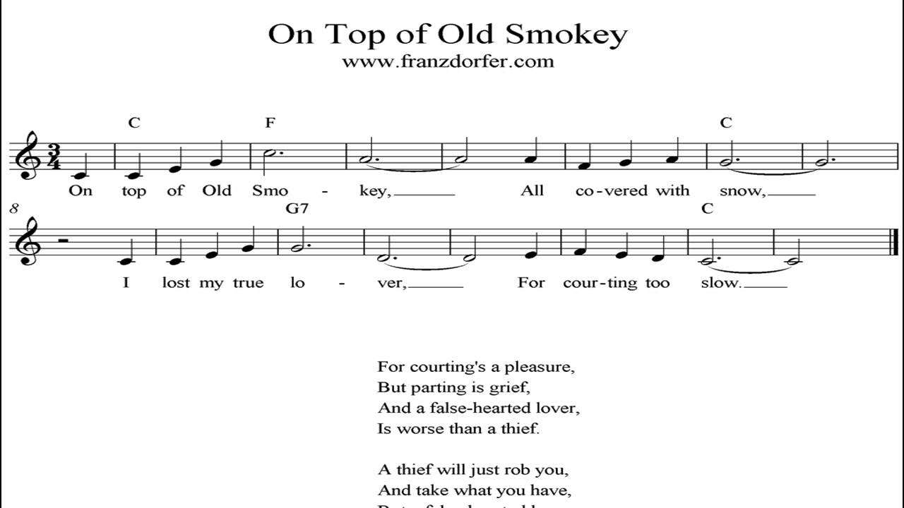 on top of old smokey karaoke youtube on top of old smokey sheet music