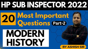 20 Most Important Questions (Part - 2) | Modern History |  HP Sub Inspector 2022 | HP Studies