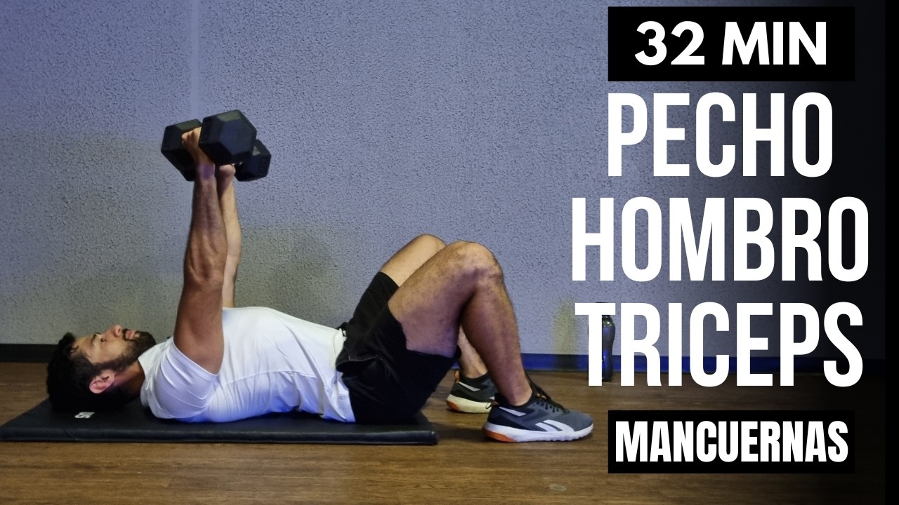 pecho hombro y triceps con mancuernas INTENSO 🔥 rutina push en casa 30 ...