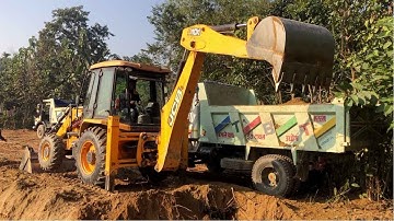 Loading Mud Video / JCB Backhoe Loading Soil In Tripper Dump 19