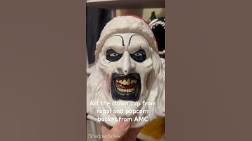Art the Clown cup from regal and popcorn bucket from AMC #arttheclown #terrifier #popcornbucket
