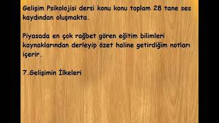 Eğitim Bilimleri Sesli Ders Notları Gelişim Polojisi 7.Gelişimin İlkeleri