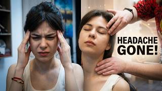 THE FEMALE'S HEADACHE IS GONE & CRACKS & ASMR head,face,ear,armpit,palm,neck,throat,chest massage