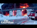 Russian oil depot catches fire after Ukrainian drone downed