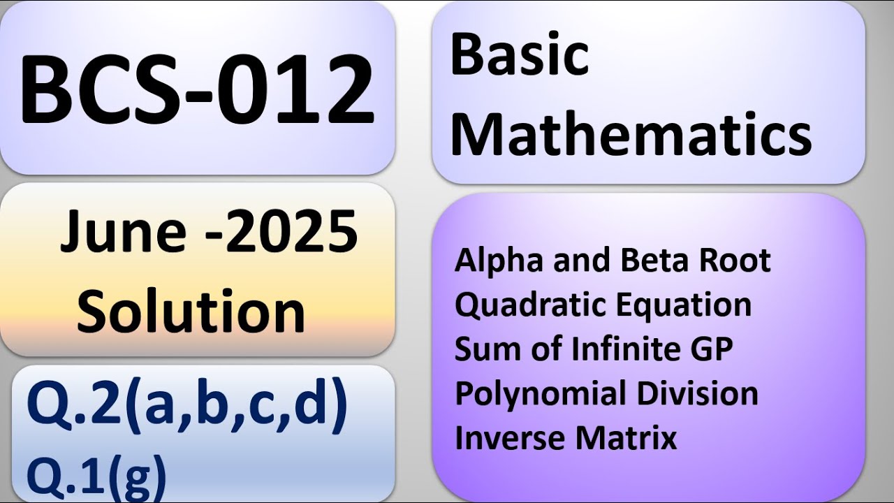 BCS012 | Alpha and Beta Root Quadratic Equation | Infinite GP ...