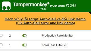 Cách xử lý lỗi script Auto-Sell và đổi Link Demo game Town Star (GALA)