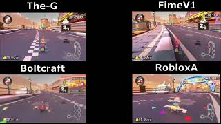 Mario Kart 8 Deluxe Daisy Circuit Time Trials 4 Way comparison