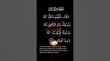 سورة الأنفال ذالك بأنهم شاقوا الله ورسوله ومن يشاقق الله ورسوله فإن الله شديد العقاب الاية ١٣
