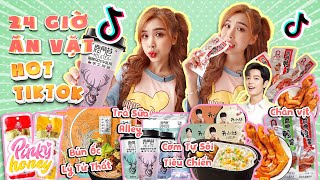 THỬ THÁCH 24H ĂN TẤT CẢ ĐỒ ĂN VẶT HOT TIKTOK | PINKY HONEY