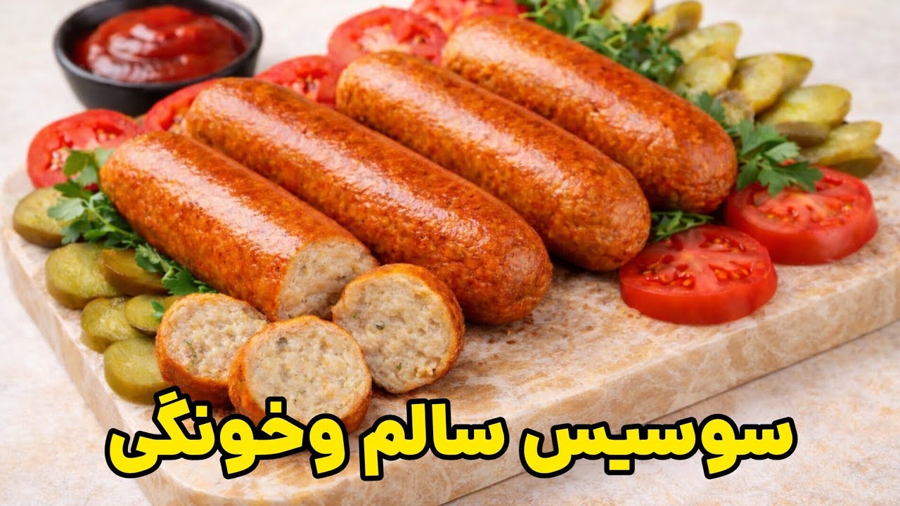 «سوسیس خونگی🔥 بدون مواد نگهدارنده | از بیرون نخریم بهتره!»🤌#food #آشپزی_ایرانی #سوسيس 
