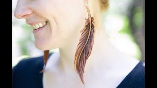 Making our feather earrings