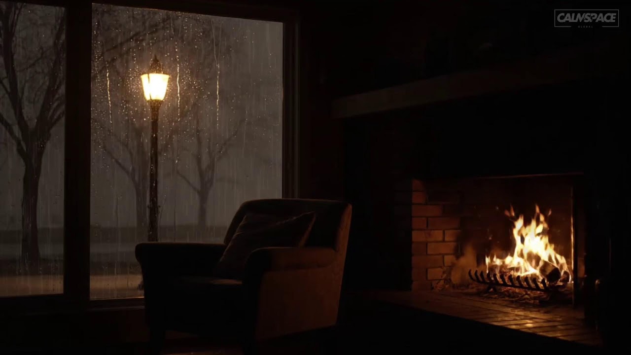 Cozy Rainy Night in a Warm Cabin 🔥 Fireplace & Rain Sounds for Sleep